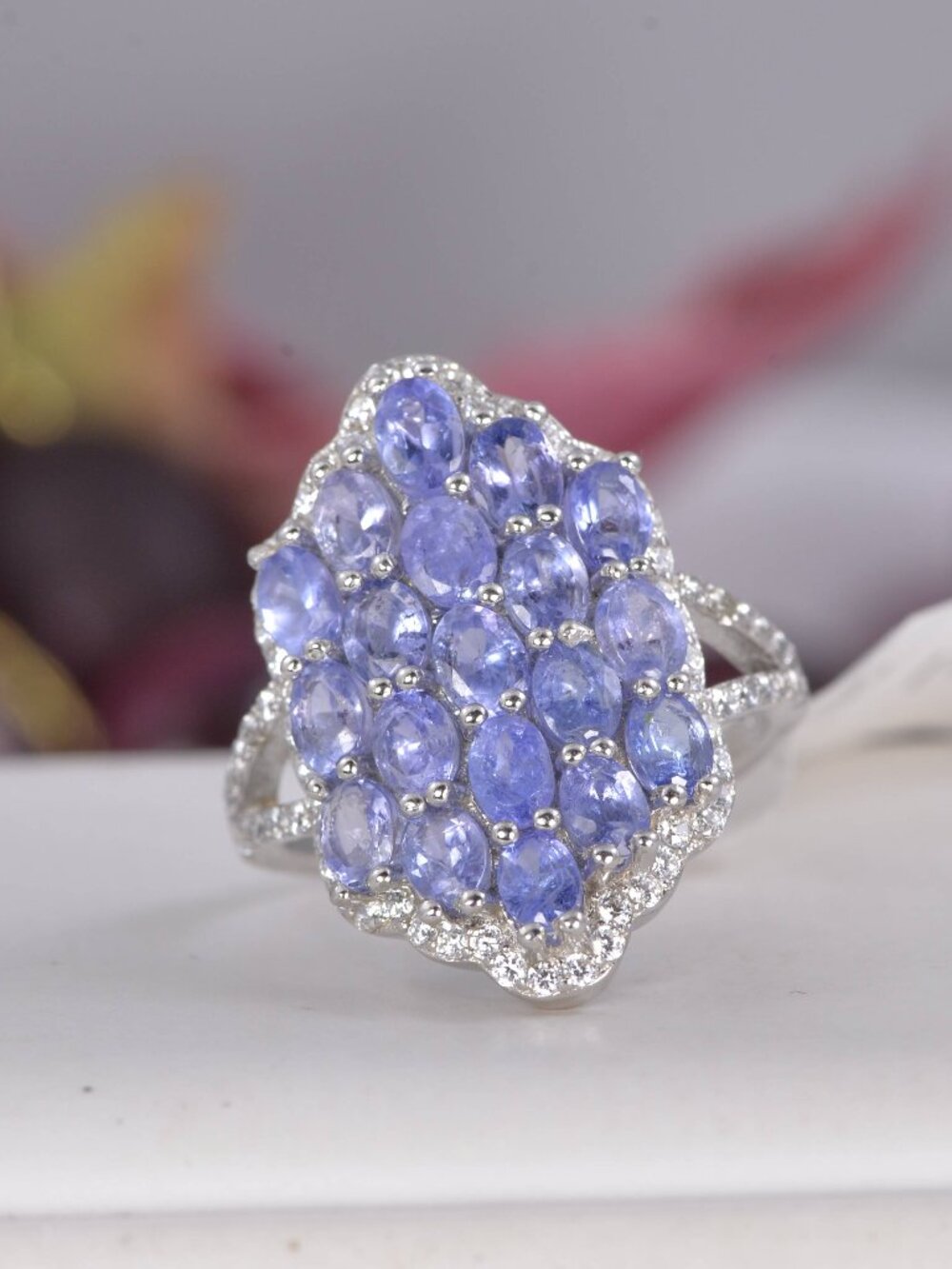 Natural Tanzanite Ring Real 925 Sterling Silver sz 8